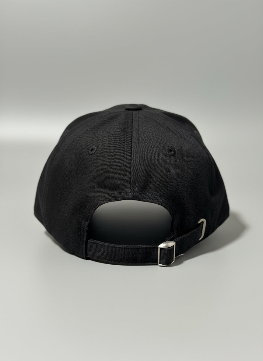 Black cap with metal clasp 