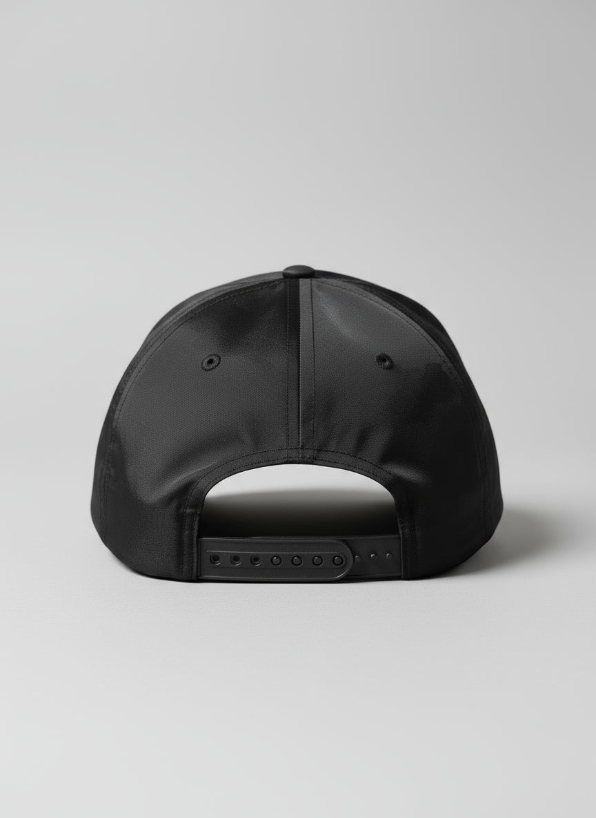 Black nylon cap with button clasp