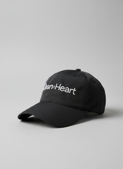 Black nylon cap with "Clean Heart" embroidered on front