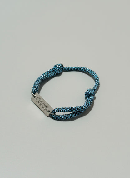 Blue rope bracelet adjustable with tag 